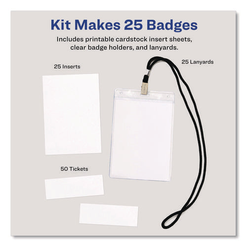 Lanyard-style Badge Holder W/laser/inkjet Inserts, Top Load, 4.25 X 6, We, 25/pk