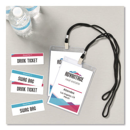 Lanyard-style Badge Holder W/laser/inkjet Inserts, Top Load, 4.25 X 6, We, 25/pk