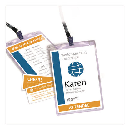 Lanyard-style Badge Holder W/laser/inkjet Inserts, Top Load, 4.25 X 6, We, 75/pk