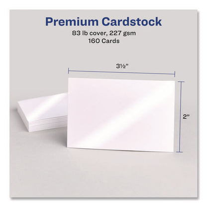 Print To The Edge Business Cards With Sure Feed Technology, 2 X 3.5, White, 8/sheet, 20 Sheets/pack
