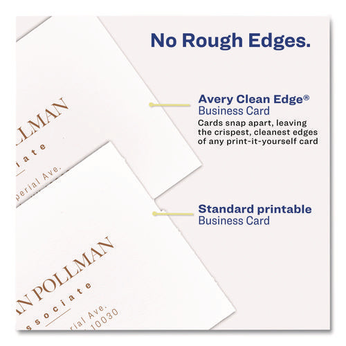 Print To The Edge Business Cards With Sure Feed Technology, 2 X 3.5, White, 8/sheet, 20 Sheets/pack