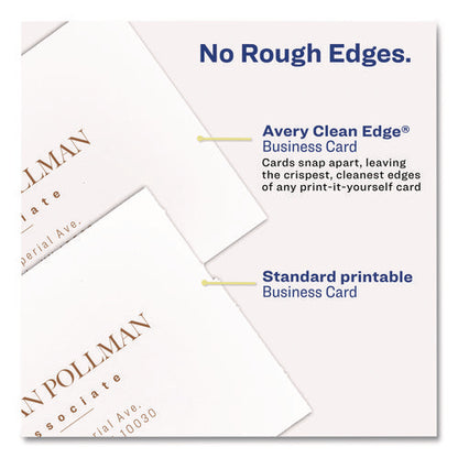 Print To The Edge Business Cards With Sure Feed Technology, 2 X 3.5, White, 8/sheet, 20 Sheets/pack