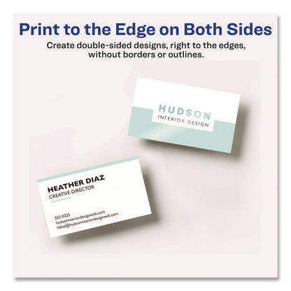 Print To The Edge Business Cards With Sure Feed Technology, 2 X 3.5, White, 8/sheet, 20 Sheets/pack