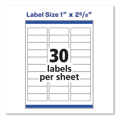 Easy Peel White Address Labels W/ Sure Feed Technology, Laser Printers, 1 X 2.63, White, 30/sheet, 500 Sheets/box