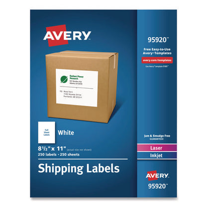 White Shipping Labels-bulk Packs, Inkjet/laser Printers, 8.5 X 11, White, 250/box