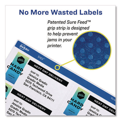 White Shipping Labels-bulk Packs, Inkjet/laser Printers, 3.5 X 5, White, 4/sheet, 250 Sheets/box