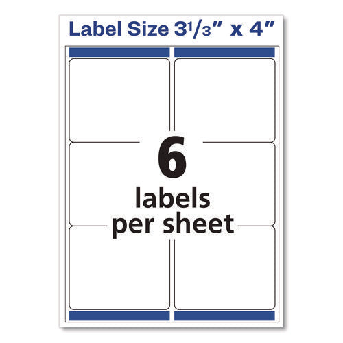 White Shipping Labels-bulk Packs, Inkjet/laser Printers, 3.33 X 4, White, 6/sheet, 250 Sheets/box