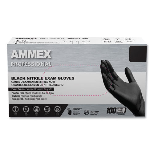 Nitrile Exam Gloves, Powder-free, Small, 3 Mil Thick, 9.5" Long, Black, 100/box, 10 Boxes/carton