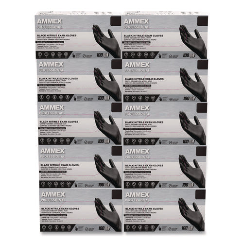 Nitrile Exam Gloves, Powder-free, Medium, 3 Mil Thick, 9.5" Long, Black, 100/box, 10 Boxes/carton