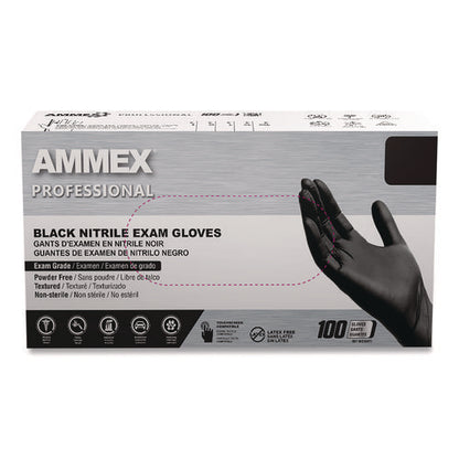 Nitrile Exam Gloves, Powder-free, Medium, 3 Mil Thick, 9.5" Long, Black, 100/box, 10 Boxes/carton