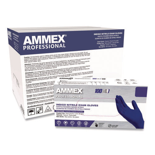 Nitrile Exam Gloves, Powder-free, Medium, 3 Mil Thick, Indigo, 100/box