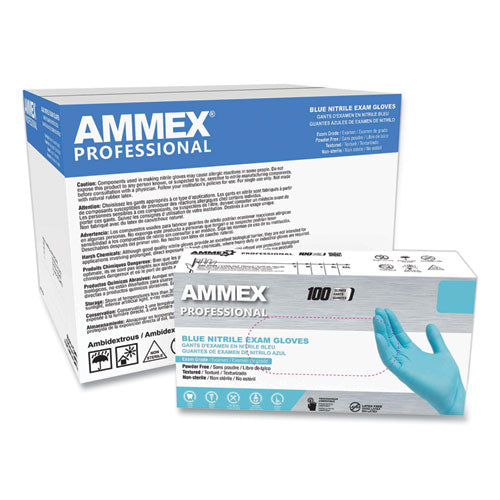 Nitrile Exam Gloves, Powder-free, Large, 3 Mil Thick, 9.5" Long, Light Blue, 100/box, 10 Boxes/carton