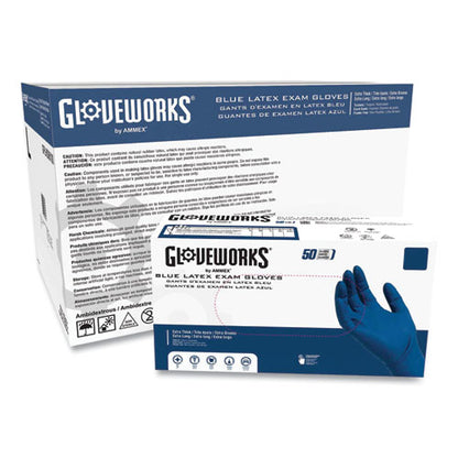 Latex Exam Gloves, Powder-free, X-large, 13 Mil Thick, 11.6" Long, Blue, 50/box, 10 Boxes/carton