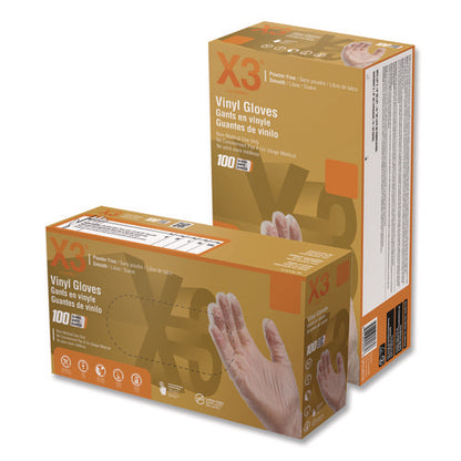 Industrial Vinyl Gloves, Powder-free, Small, 3 Mil Thick, 9.5" Long, Clear, 100/box