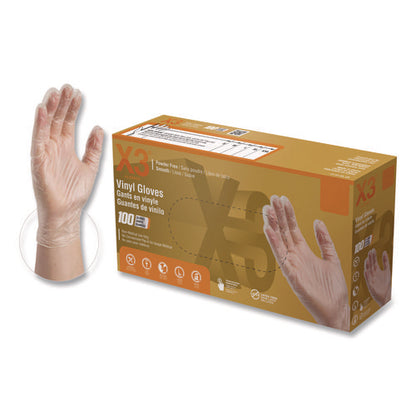 Industrial Vinyl Gloves, Powder-free, Small, 3 Mil Thick, 9.5" Long, Clear, 100/box