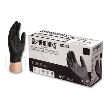 Nitrile Exam Gloves, Powder-free, Small, 6 Mil Thick, 9.5" Long, Black, 100/box