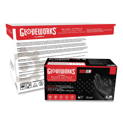 Heavy-duty Industrial Nitrile Gloves, Powder-free, Xx-large, 6 Mil Thick, 9.5" Long, Black, 100/box, 10 Boxes/carton