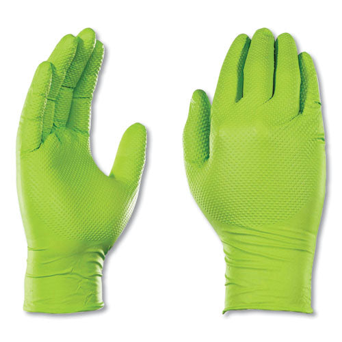 Heavy-duty Industrial Nitrile Gloves, Powder-free, Large, 8 Mil Thick, 9.5" Long, Green, 100/box, 10 Boxes/carton
