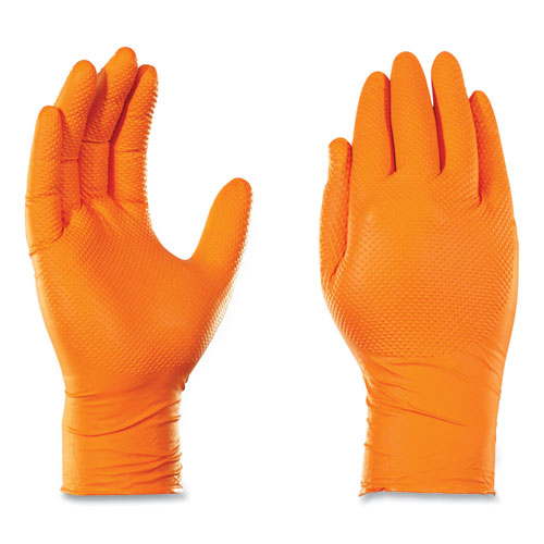 Heavy-duty Industrial Nitrile Gloves, Powder-free, Medium, 8 Mil Thick, 9.5" Long, Orange, 100/box, 10 Boxes/carton