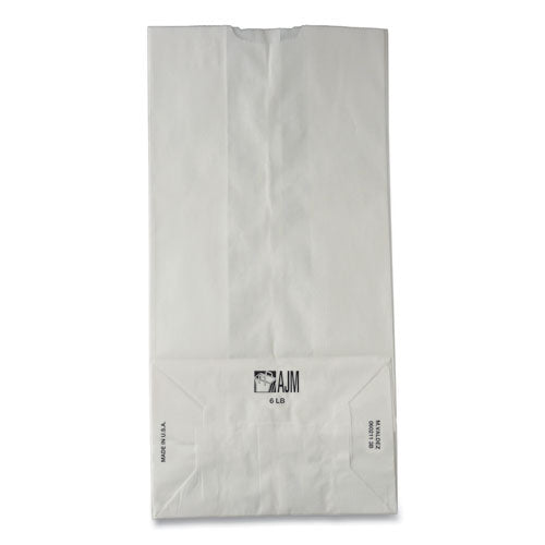 Grocery Paper Bags, 6# Size, 35# Basis Weight, 5.88" X 3.63" X 11", White, 500/bundle