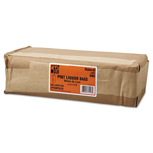 Grocery Paper Bags For Liquor Takeout, Pint Size, 35# Basis Weight, 3.75" X 2.25" X 11.25", Kraft, 500/bundle