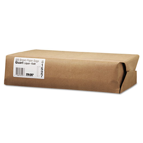 Liquor-takeout Quart-sized Paper Bags, Quart Size, 35# Basis Weight, 4.25" X 2.5" X 16", Kraft, 500/bundle
