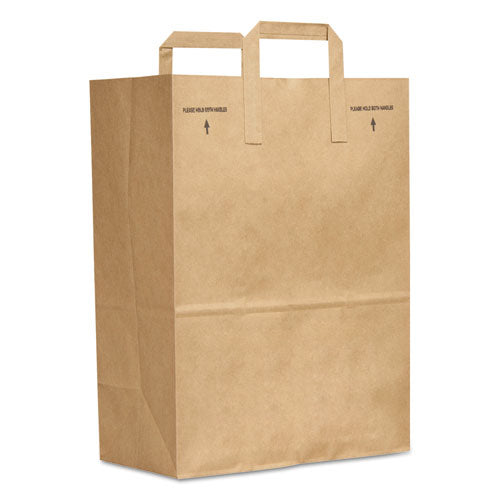 Grocery Paper Bags, 1/6 Bbl Size, 70# Basis Weight, Flat Handles, 12" X 7" X 16.25", Kraft, 300/bundle