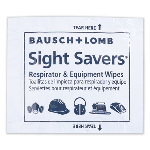 Sight Savers Respirator And Equipment Wipes, Cloth, 5 X 8, Unscented, White, 100/box