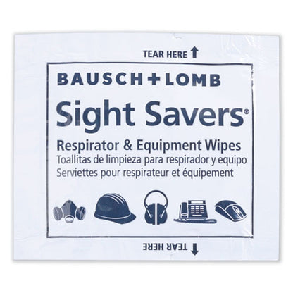 Sight Savers Respirator And Equipment Wipes, Cloth, 5 X 8, Unscented, White, 100/box