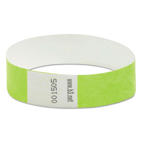 Security Wristbands, Sequentially Numbered, 10" X 0.75", Green, 100/pack