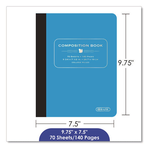 Poly Cover Composition Books, Medium/college Rule, Randomly Assorted Cover Color, (70) 9.75 X 7 Sheets