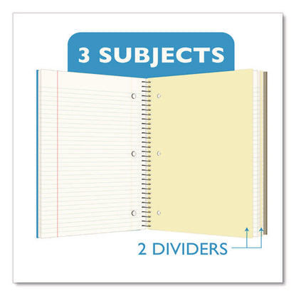 Spiral Notebooks, 3-subject, Medium/college Rule, Randomly Assorted Cover Color, (120) 10.5 X 8 Sheets