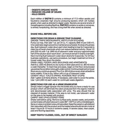 Enzym D Digester Liquid Deodorant, Lemon, 1 Gal Bottle, 4/carton
