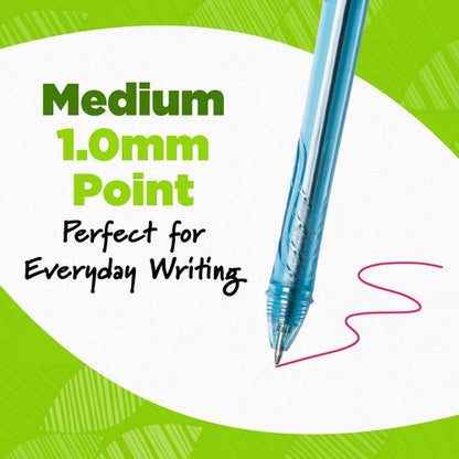Ecolutions Gel Pen, Retractable, Medium 1 Mm, Assorted Ink Colors, Blue Barrel, Dozen