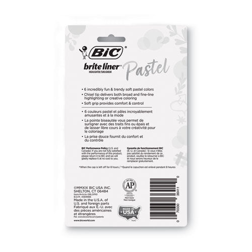 Brite Liner Grip Pocket Highlighter, Assorted Ink Colors, Chisel Tip, Assorted Barrel Colors, 6/pack