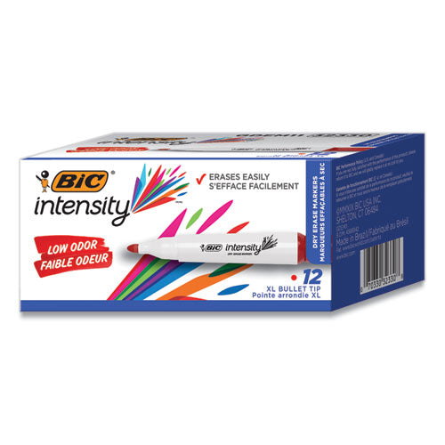 Intensity Low Odor Chisel Tip Dry Erase Marker, Extra-broad Bullet Tip, Red, Dozen
