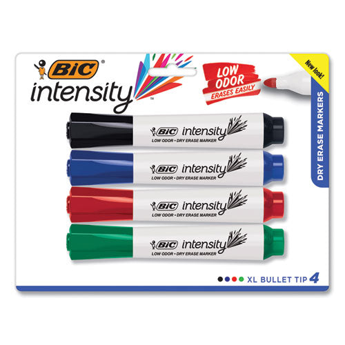 Intensity Low Odor Chisel-tip Dry Erase Marker, Chisel Tip, Assorted Colors, 4/set