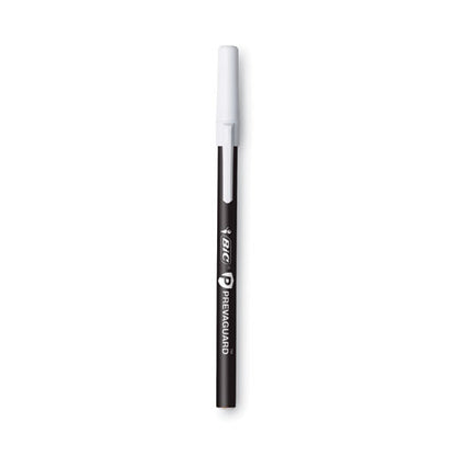 Prevaguard Round Stic Ballpoint Pen, Stick, Medium 1 Mm, Black Ink, Black Barrel, 8/pack