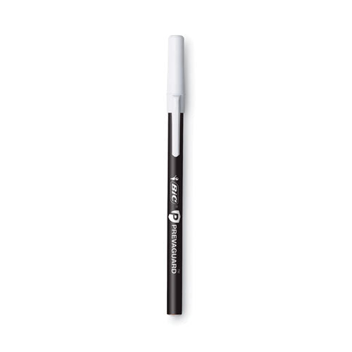Prevaguard Round Stic Ballpoint Pen, Stick, Medium 1 Mm, Black Ink, Black Barrel, 8/pack