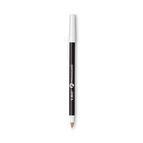 Prevaguard Round Stic Ballpoint Pen, Stick, Medium 1 Mm, Black Ink, Black Barrel, 8/pack