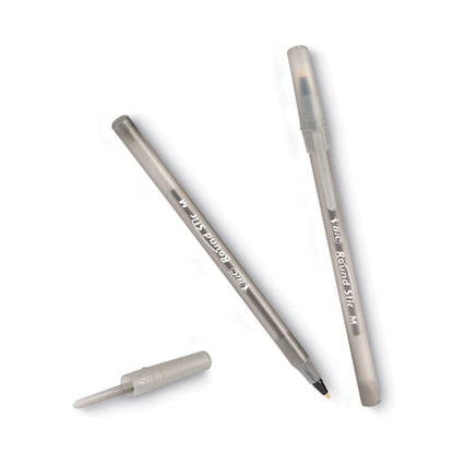 Round Stic Xtra Life Ballpoint Pen Xtra Value Pack, Stick, Medium 1 Mm, Black Ink, Translucent Frost Barrel, 240/carton
