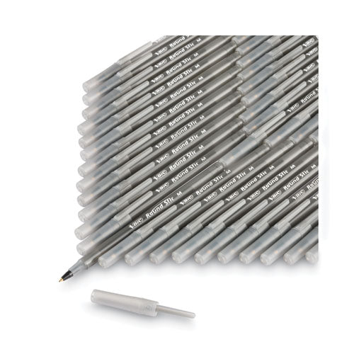 Round Stic Xtra Life Ballpoint Pen Xtra Value Pack, Stick, Medium 1 Mm, Black Ink, Translucent Frost Barrel, 240/carton