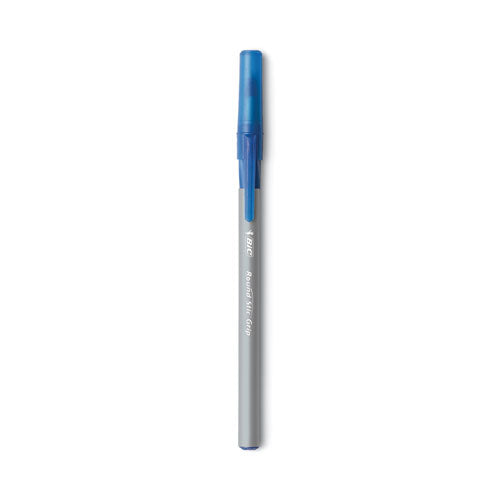 Round Stic Grip Xtra Comfort Ballpoint Pen, Easy-glide System, Stick, Medium 1.2 Mm, Blue Ink, Gray/blue Barrel, Dozen