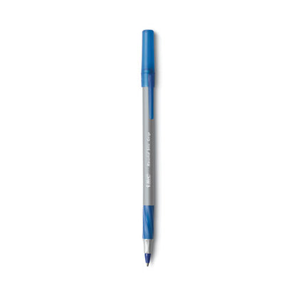 Round Stic Grip Xtra Comfort Ballpoint Pen, Easy-glide System, Stick, Medium 1.2 Mm, Blue Ink, Gray/blue Barrel, Dozen