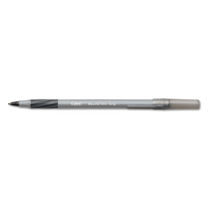 Round Stic Grip Xtra Comfort Ballpoint Pen, Easy-glide System, Stick, Medium 1.2 Mm, Black Ink, Gray/black Barrel, Dozen
