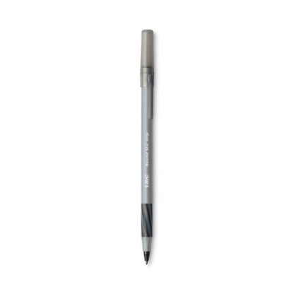 Round Stic Grip Xtra Comfort Ballpoint Pen, Easy-glide System, Stick, Medium 1.2 Mm, Black Ink, Gray/black Barrel, Dozen