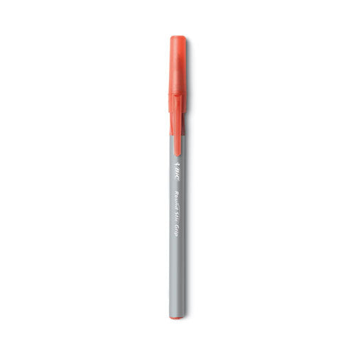 Round Stic Grip Xtra Comfort Ballpoint Pen, Easy-glide System, Stick, Medium 1.2 Mm, Red Ink, Gray/red Barrel, Dozen