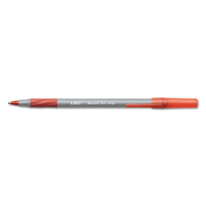 Round Stic Grip Xtra Comfort Ballpoint Pen, Easy-glide System, Stick, Medium 1.2 Mm, Red Ink, Gray/red Barrel, Dozen