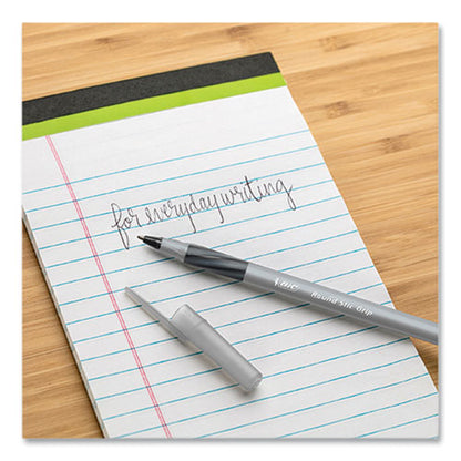 Round Stic Grip Xtra Comfort Ballpoint Pen, Stick, Medium 1 Mm, Black Ink, Gray/black Barrel, 144/pack
