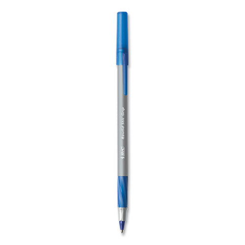 Round Stic Grip Xtra Comfort Ballpoint Pen, Stick, Medium 1 Mm, Blue Ink, Gray/blue Barrel, 144/pack